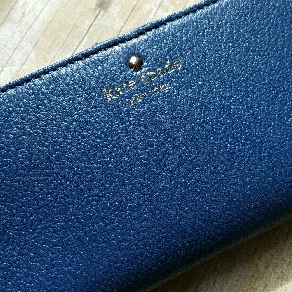 kate spade navy blue leather zip wallet - Picture 4 of 4